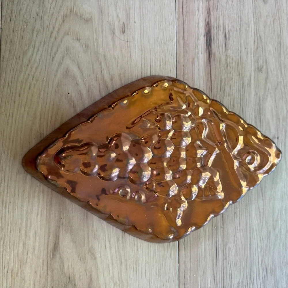 Vintage Copper Molds Set of 3  Copper Fish Grapes Round MCM Kitchen Decor